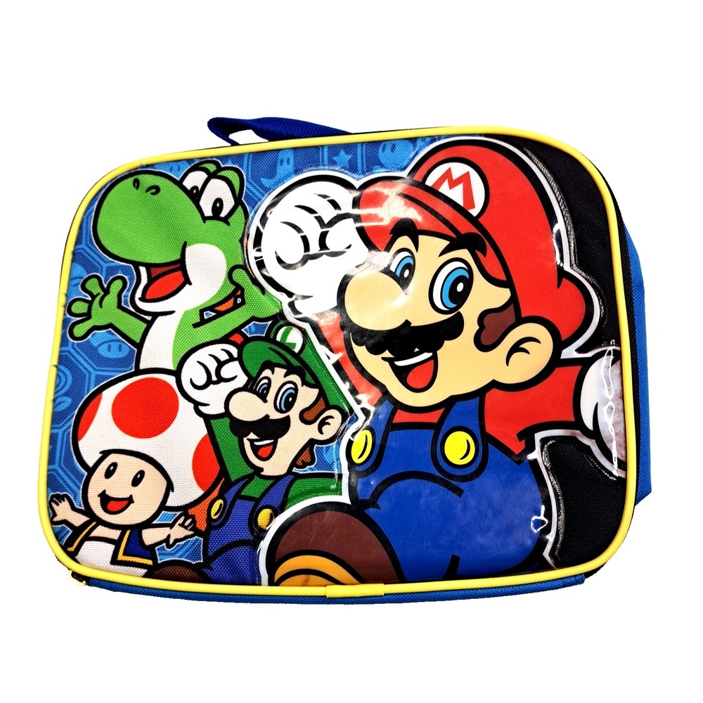 SUPER‎ MARIO BROS Luigi Yoshi Kids BPA-Free Insulated Lunch Bag Box Pre-own